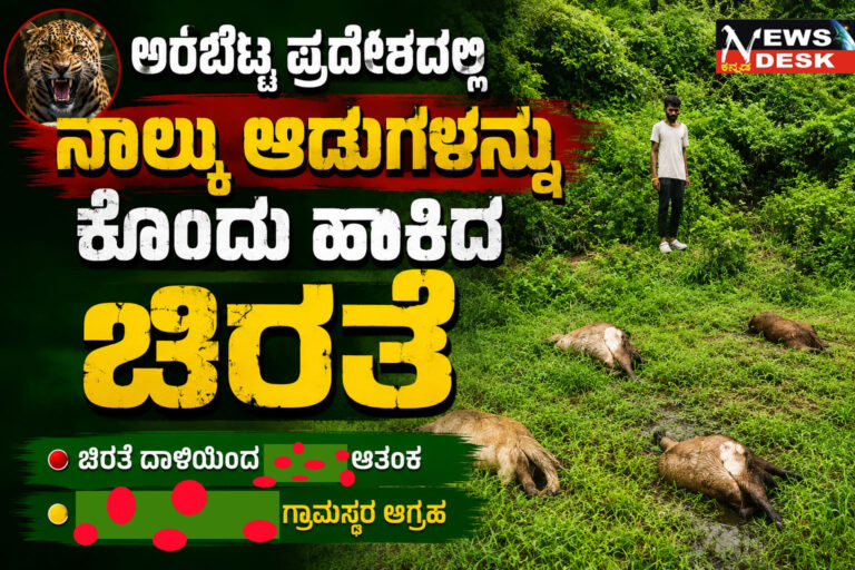 *ಅರೆಬೆಟ್ಟ ಪ್ರದೇಶದಲ್ಲಿ ನಾಲ್ಕು ಆಡುಗಳನ್ನು ಕೊಂದು ಹಾಕಿದ ಚಿರತೆ*
