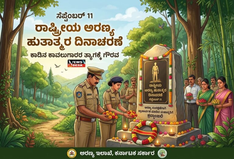 *ಸೆ.11 ರಂದು ರಾಷ್ಟ್ರೀಯ ಅರಣ್ಯ ಹುತಾತ್ಮರ ದಿನಾಚರಣೆ*